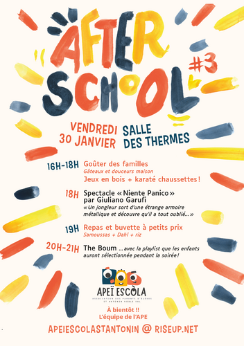 Affiche AFTER SCHOOL APEI ESCOLA janv 2026