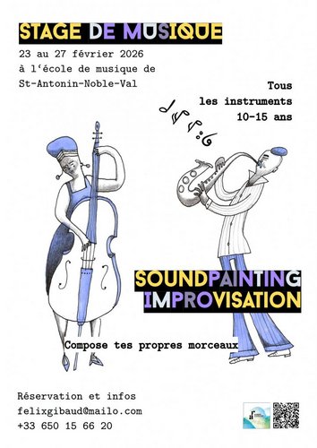 Affiche stage de musique février 2026